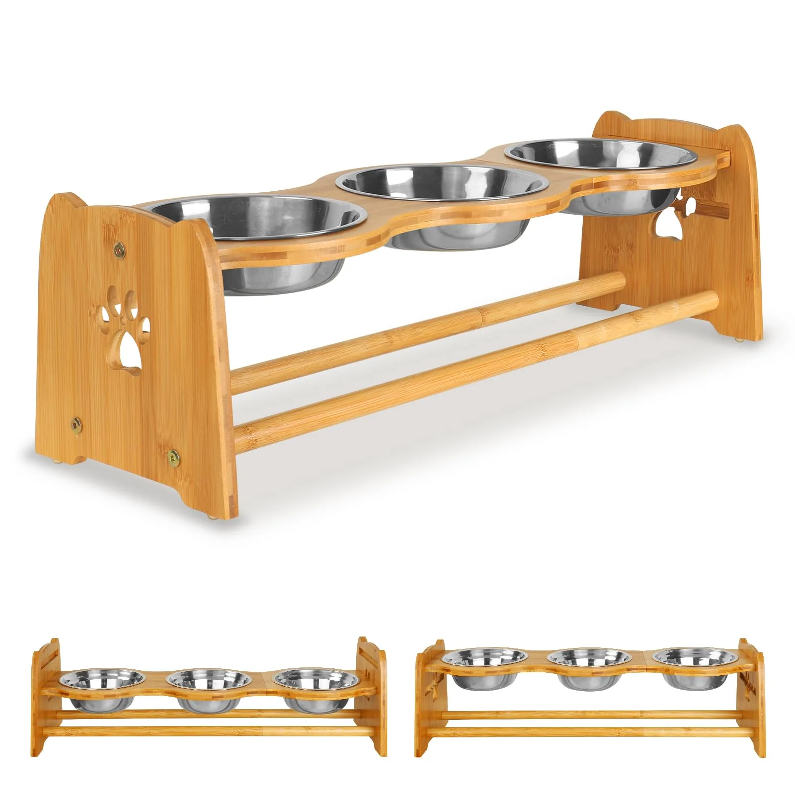 LUSMO Elevated Bamboo Pet Bowl image 3